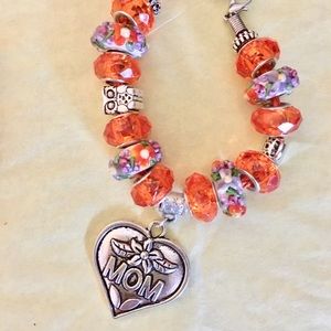 Mother gift Orange European Charm bracelet